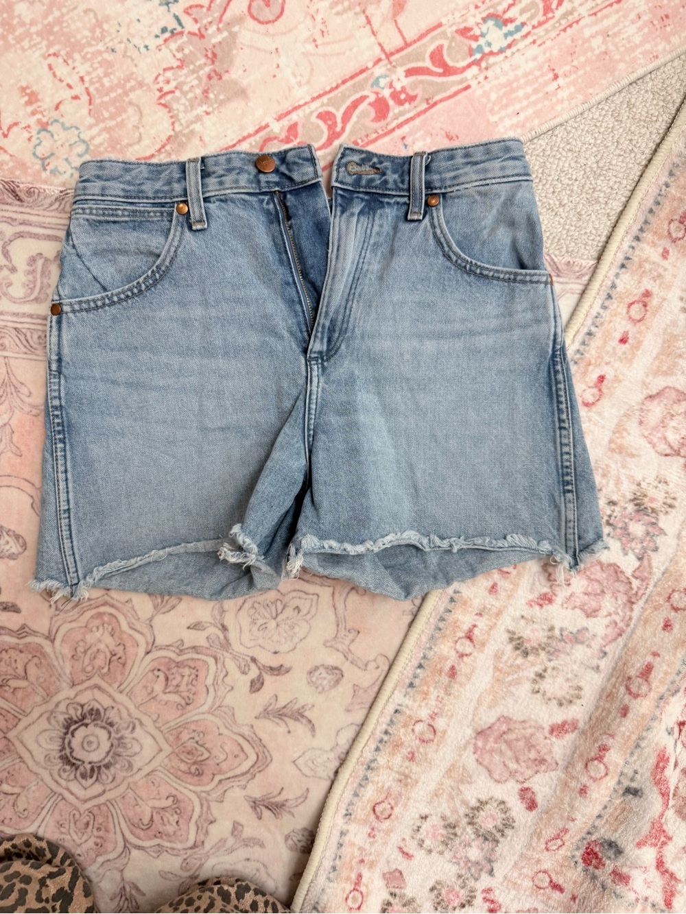 Wrangler Light Blue Frayed Hem Denim Shorts